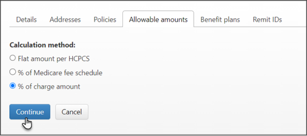 Click the % of charge amount radio bullet. Click the % of charge amount radio bullet.